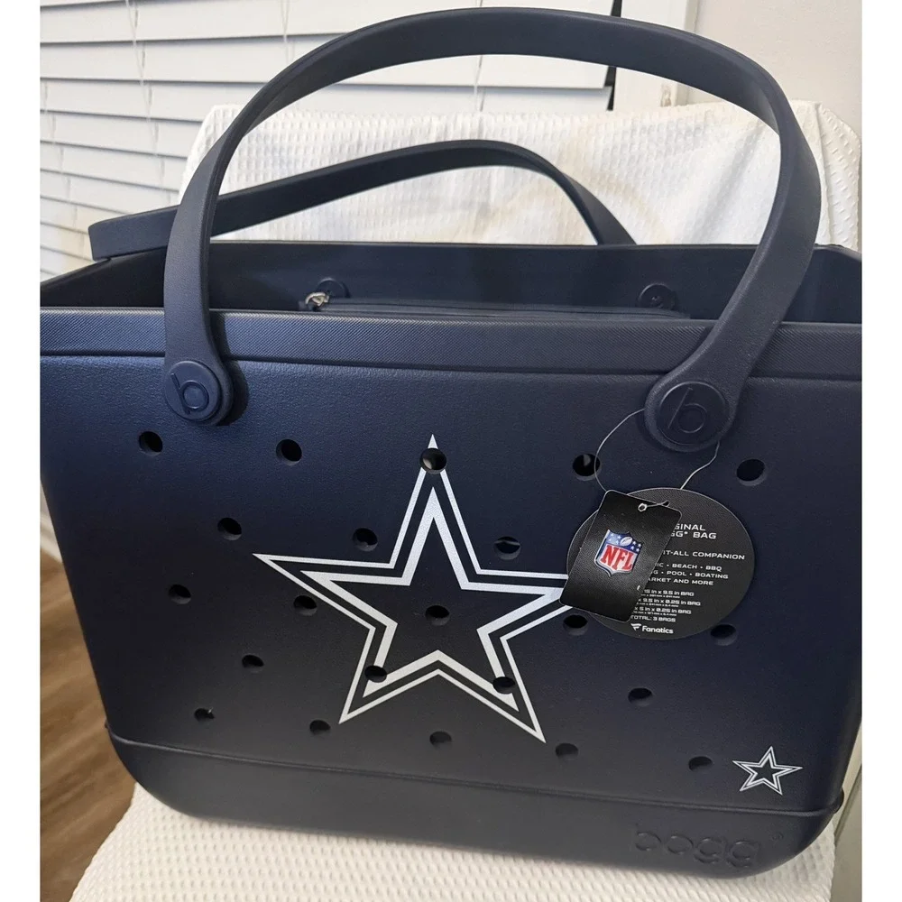 NFL Dallas Cowboys Original Bogg Bag Large Plastic Tote Bag & Accessory Bags NWT